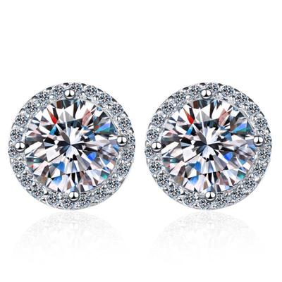 Boucles d'oreilles Clous Moissanite Classiques Rondes 5-11mm Argent Sterling S925 Hypoallergéniques Bijoux Fins Pour le Port Quotidien