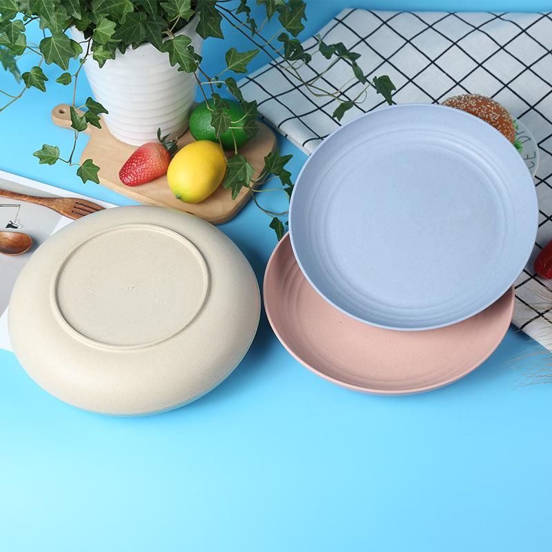 1pc Solid Color Eco Friendly Fruit Dishes Plates Dishes Wheat Straw Plates Dinnerware Dishwasher Safe Unbreakable Healthy Child