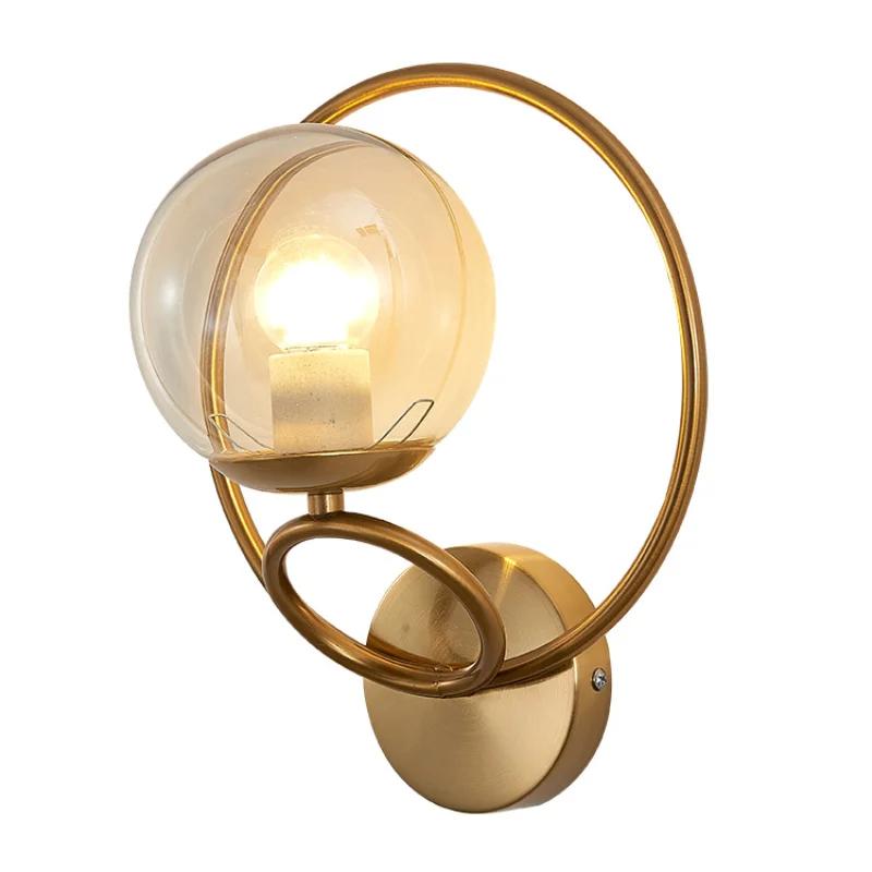 Modern Circle Led Wall Light Glass Ball Wall Lamp Living Room Bathroom Bedroom Bedside Entrance Porch Indoor Lighting Decor Lamp