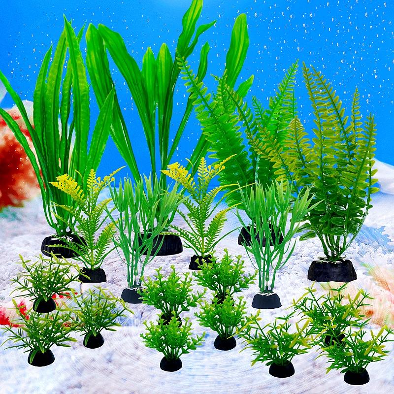 18 Stück Aquarium Simulation Pflanze Aquarium Künstliche Dekor Pflanzen Ornament Wassergras Fischschale Kunststoff Dekoration