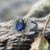Luxurious Sapphire Two-color Ring Business Versatile Daily Men's Accessory Ring