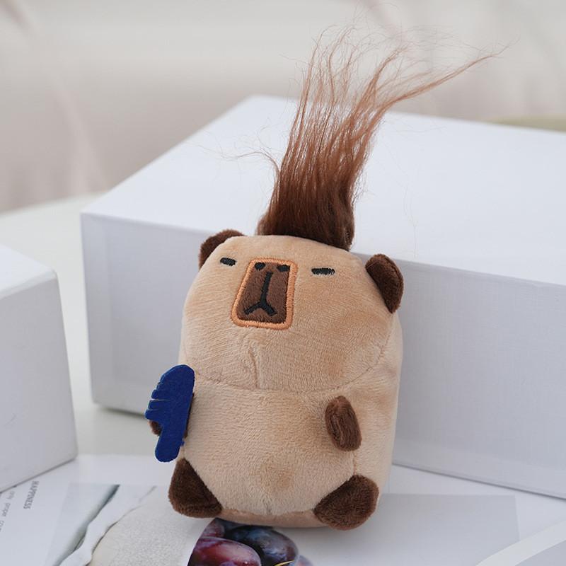 

Cute Capybara Plushie Bag Charm Fluffy And Huggable 12cm Stuffed Doll For Kids коричневий