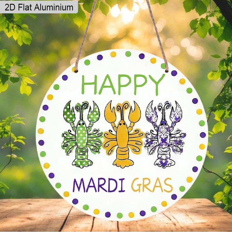 

2D Flat 1pc Mardi Gras Aluminum Decor Plaque, Happy Mardi Gras Lettering Sign, Home Decor, Restaurant Decor, Parade Party Decor, Carnival Decor 7.87×7.87inch