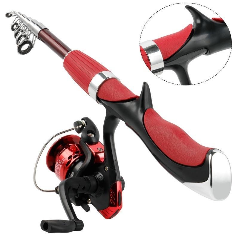 Sougayilang Mini Portable Fishing Rod Reel Lures Combo Telescopic Fishing Pole and Spinning Reel  Fishing Lure