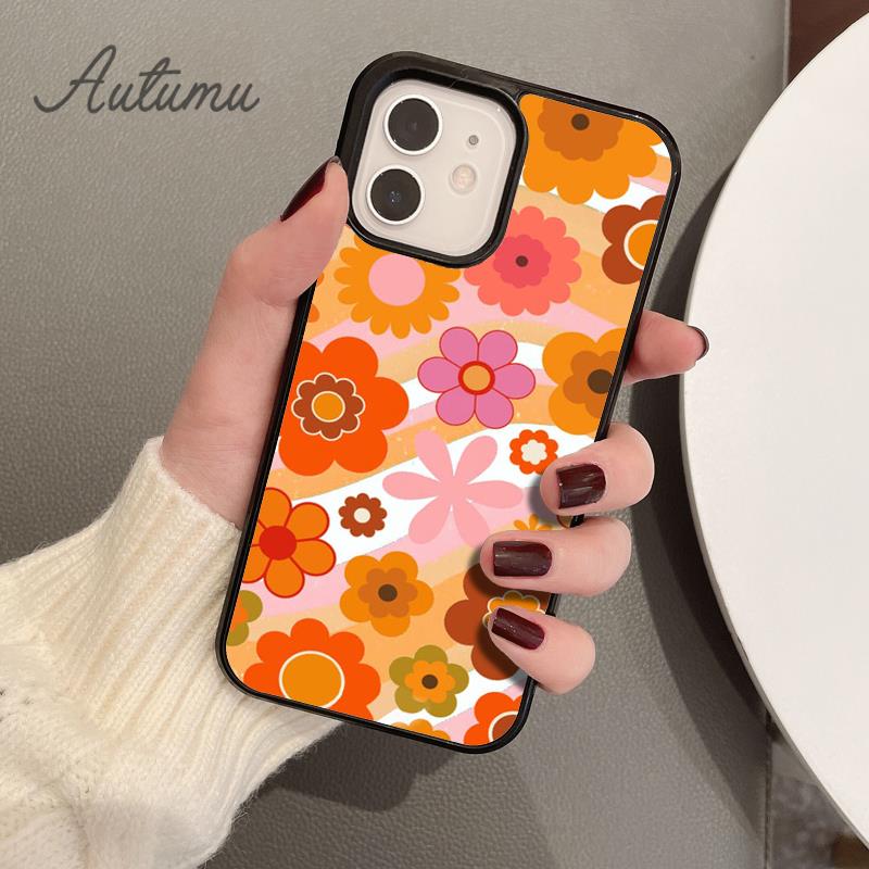 70er Groovy Herz Herzen Handyhülle für iPhone 11 12 13 14 Pro Max mini X XR XS SE 2020 6S 7 8 Plus Samsung Galaxy S21 S22 Hülle