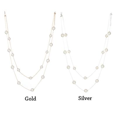 Lady Women Multilayer Pendant Pearl Necklace Sweater Chain Jewelry