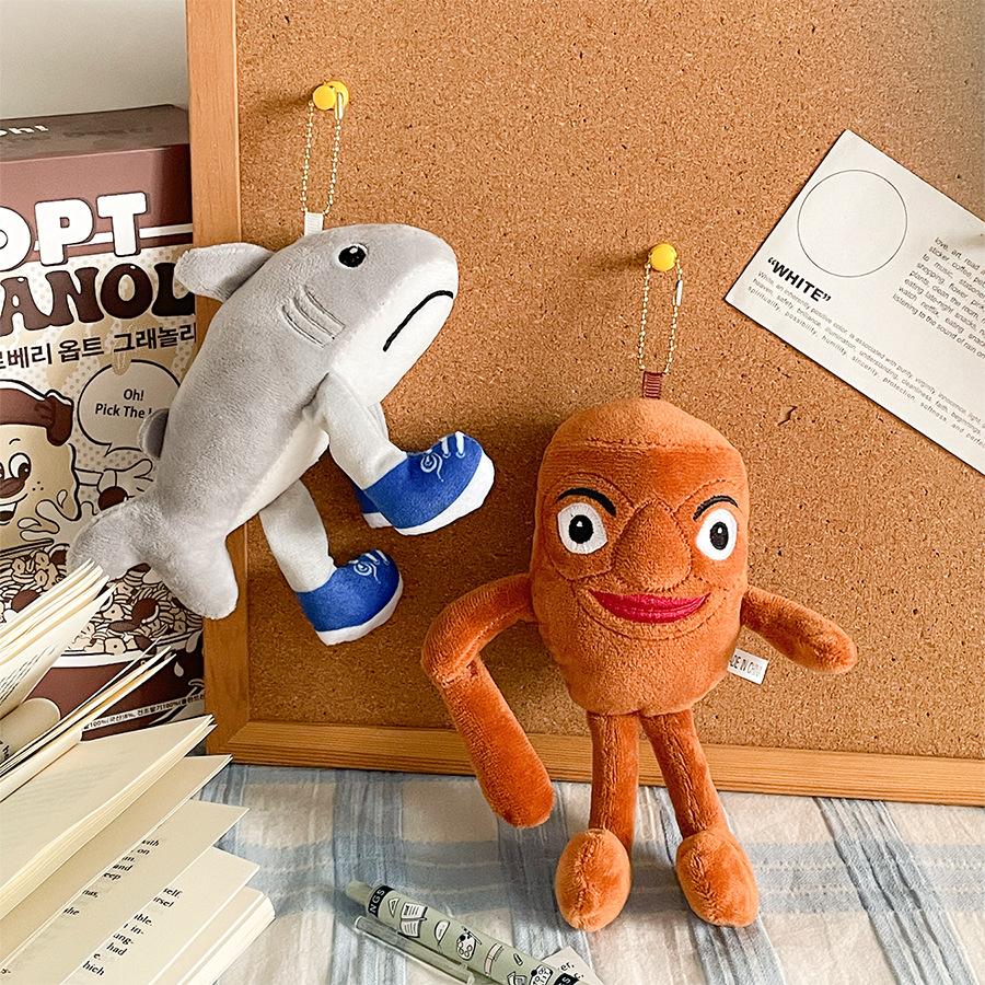 Bigfoot Shark Doll Shanhai Jing Doll Pendant Plush Toy Bag Hanging Ornament Wooden Stick Man Doll