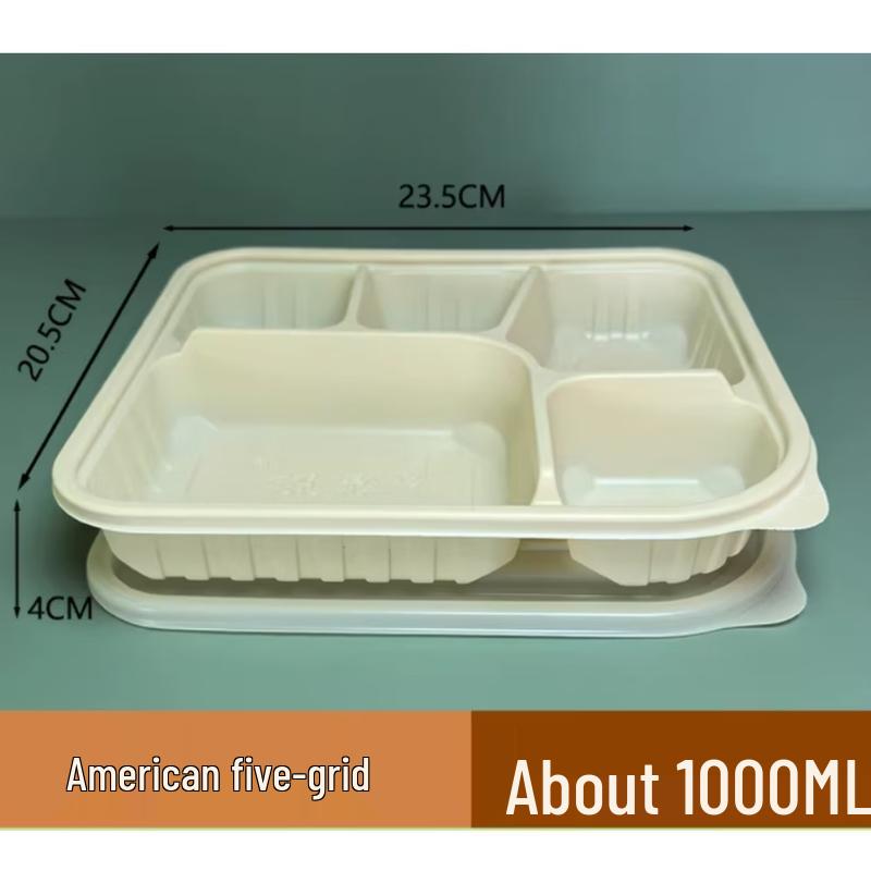 Greenspring 1000ml 5-Compartment Biodegradable Lunch Boxes with Lids