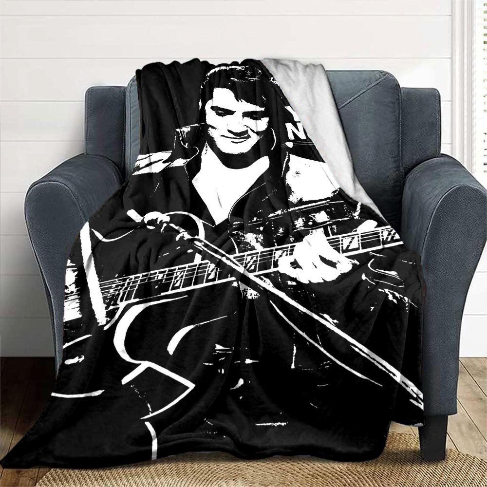 Elvis Presley Customize Text Blanket Cozy Personalized Blanket Comfortable Perfect for Bed Living Room Office Picnics All-Season Use