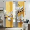 2 Pcs White Flowers Print Curtains,Suitable For Bedroom,Living Room Kitchen Decoration,Home Decoration,Window Decoration