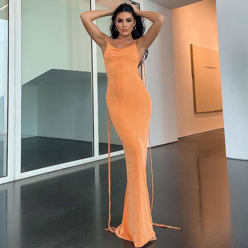 Summer Lace Up Backless Sexy Dress Women New Fashion Sleeveless Slim Fit Party Club Dress Female Solid High Waist Casual Dresses 24537