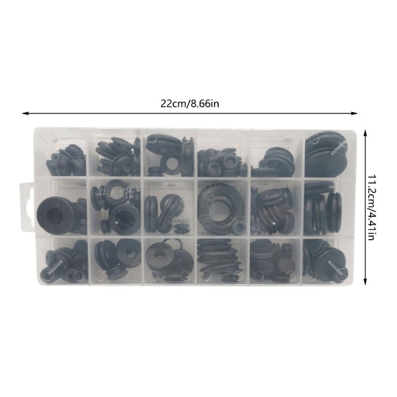 125Pcs/set Rubber Grommet Assortment Wiring Gasket Kit Rubber Grommet Eyelet Rings Gasket Assortment for Plumbing