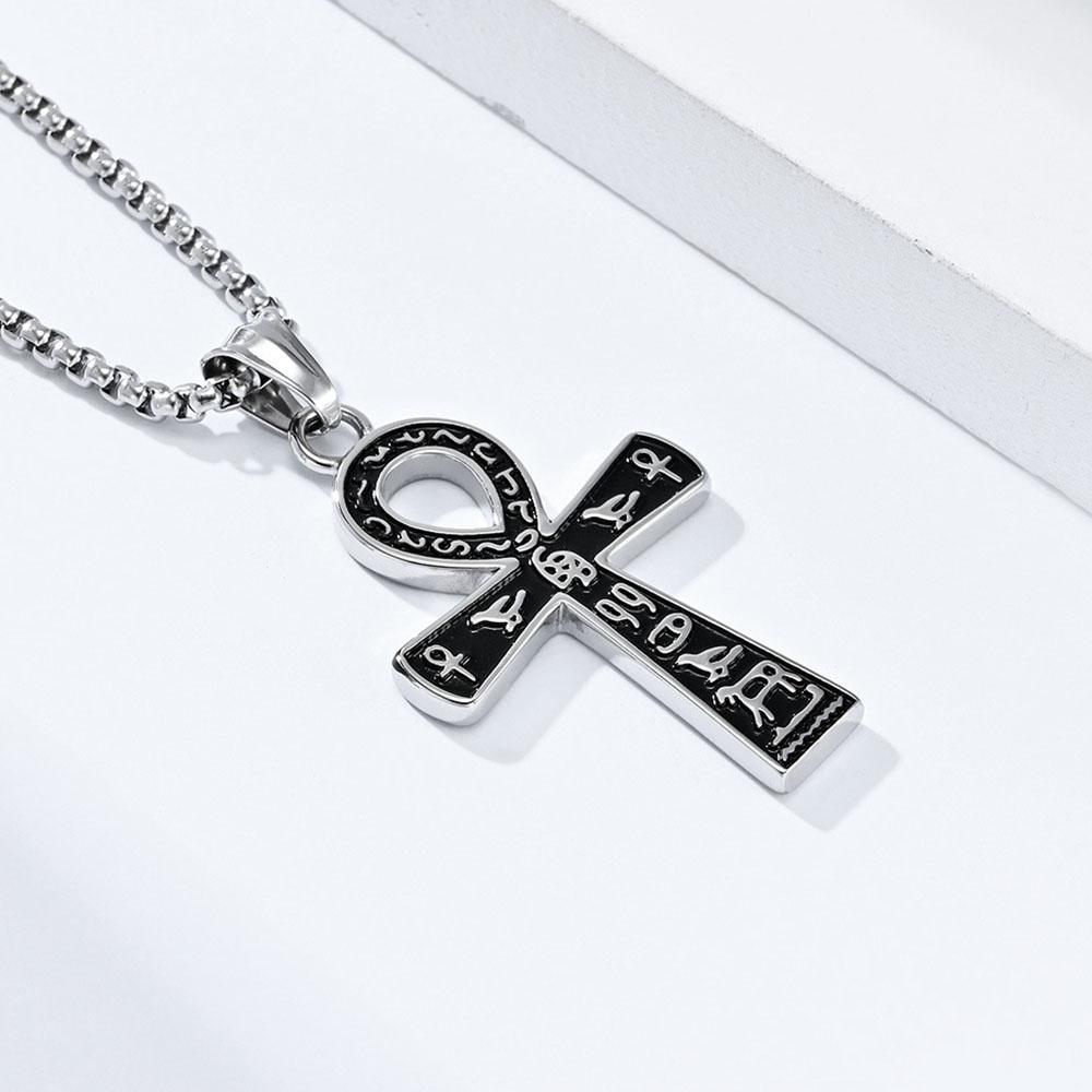 Ägyptisches Symbol Ankh-Kreuz Titanstahl Halskette Weihnachtsfeiertagsgeschenk