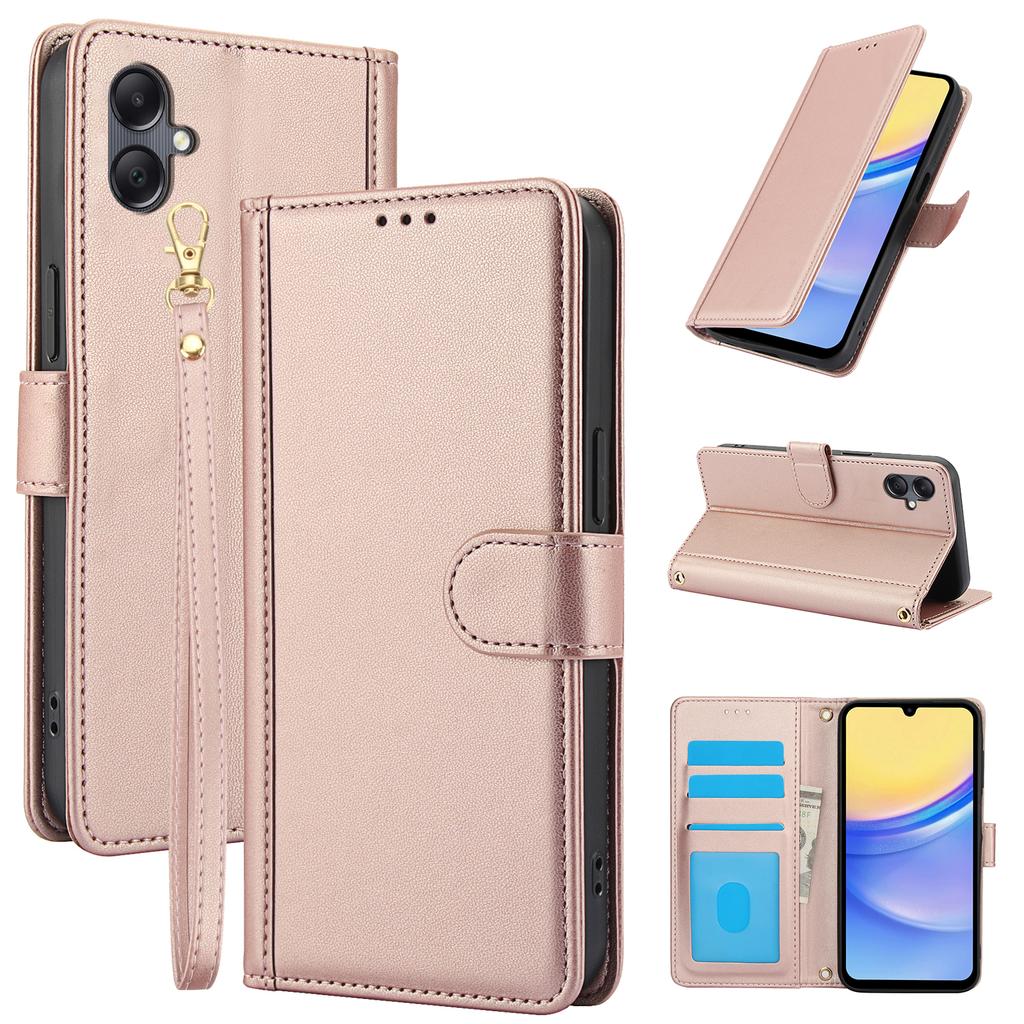 SY-003 For Samsung Galaxy A06 4G Case PU Leather Stand View Phone Wallet Cover with Hand Strap