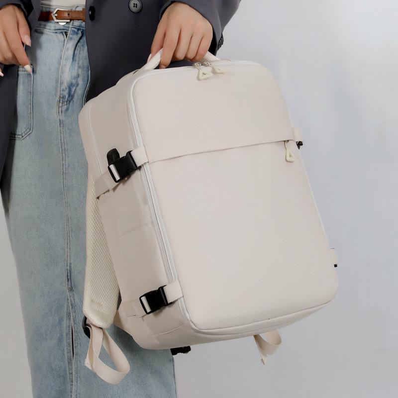 Multifunctional Solid Color Laptop Backpack Set: Casual, Large Capacity, Trolley-Friendly, Outdoor Student Schoolbag