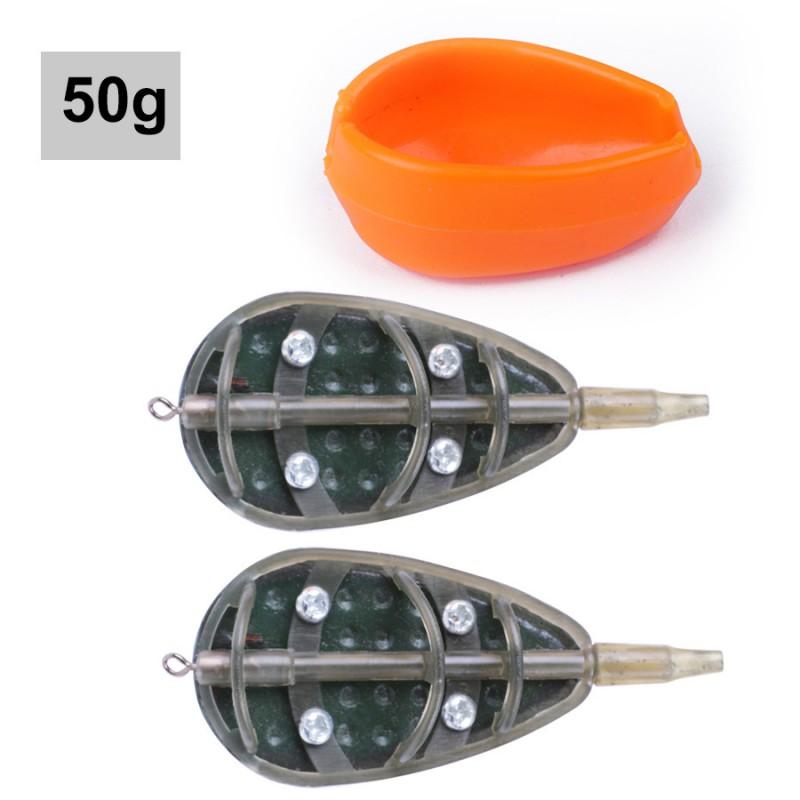 Carp Fishing Feeder Rig Set With Bait Cage Lead Weight Hook Assembly Lake Casting