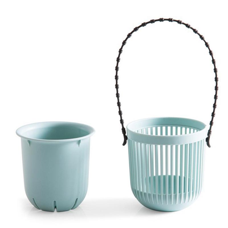 Double-Layer Hanging Plant Holder Lazy Water Plastic Basket Wall Flower Pot