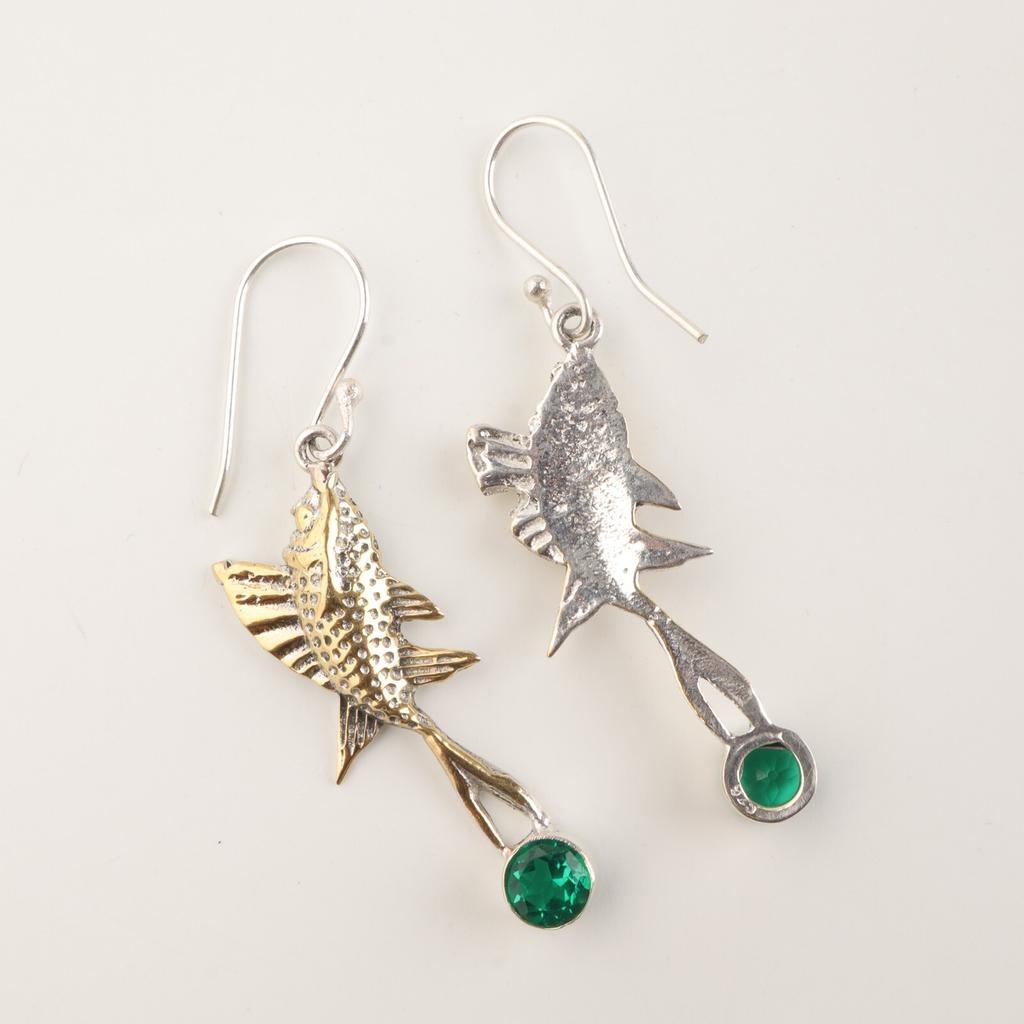 Chrome Diopside Gemstone 925 Sterling Silver Handmade Drop/Dangle Earrings 2.17" EE-148-4