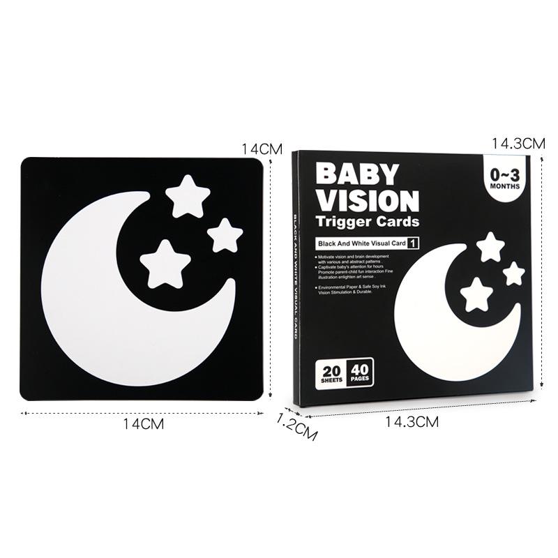 Black & White Visual Stimulation Cards for 0-36 Months: Baby Educational Flashcards for Early Development & Cognitive Training.
