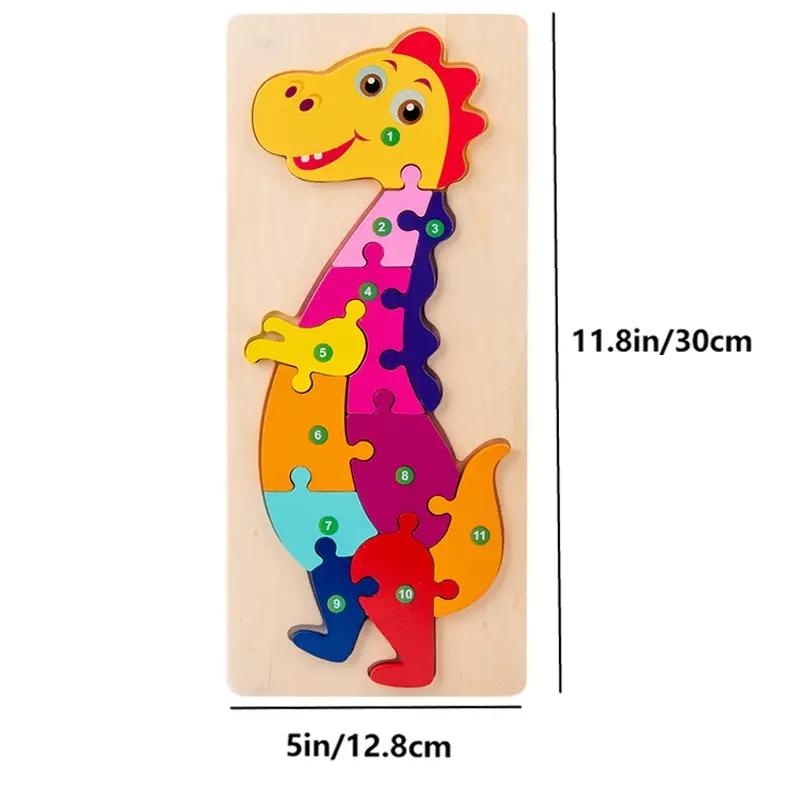 Wooden Puzzles for Kids, Number Puzzle, Dinosaur Puzzles and Animal ,Traffic,Characte Jigsaw Toys for Boy Girl Ideal Gift, 1-6