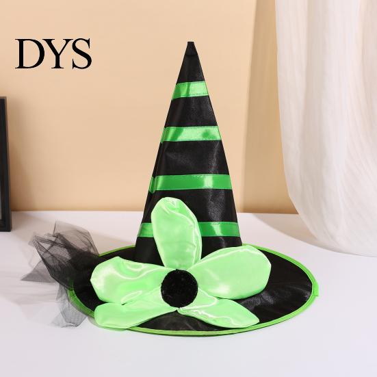 Soft Playful Witch Hat Halloween for Women Girls, Large Striped Wizard Costume with Flower Accessories, Cosplay, Party Festive Parties