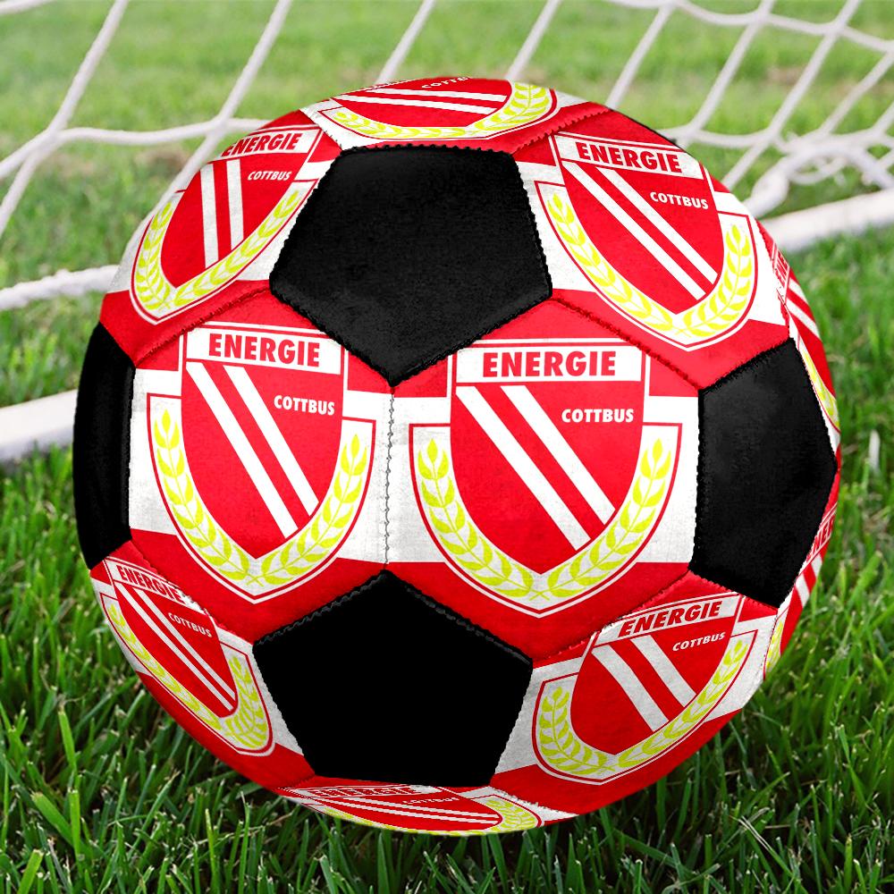 Pallone Calcio Indoor Energie Cottbus Colorato Cucito a Macchina PVC Misura 5 Pronto per Allenamento di Squadra e Competizione Durevole Alta Rimbalzabilità Bel Regalo Sportivo