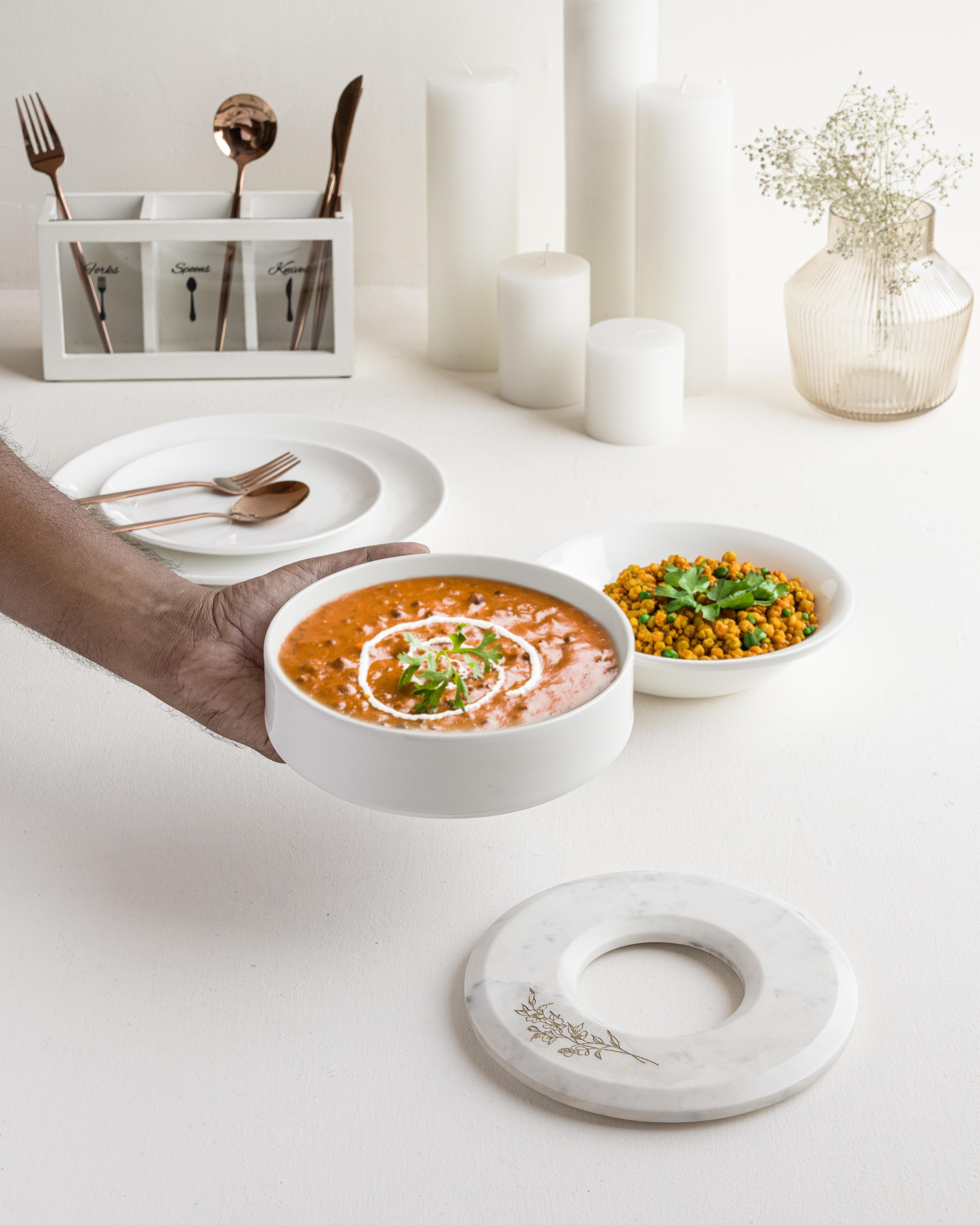 

White Marble Dining Table Trivet, Kitchen Surface Protector белый