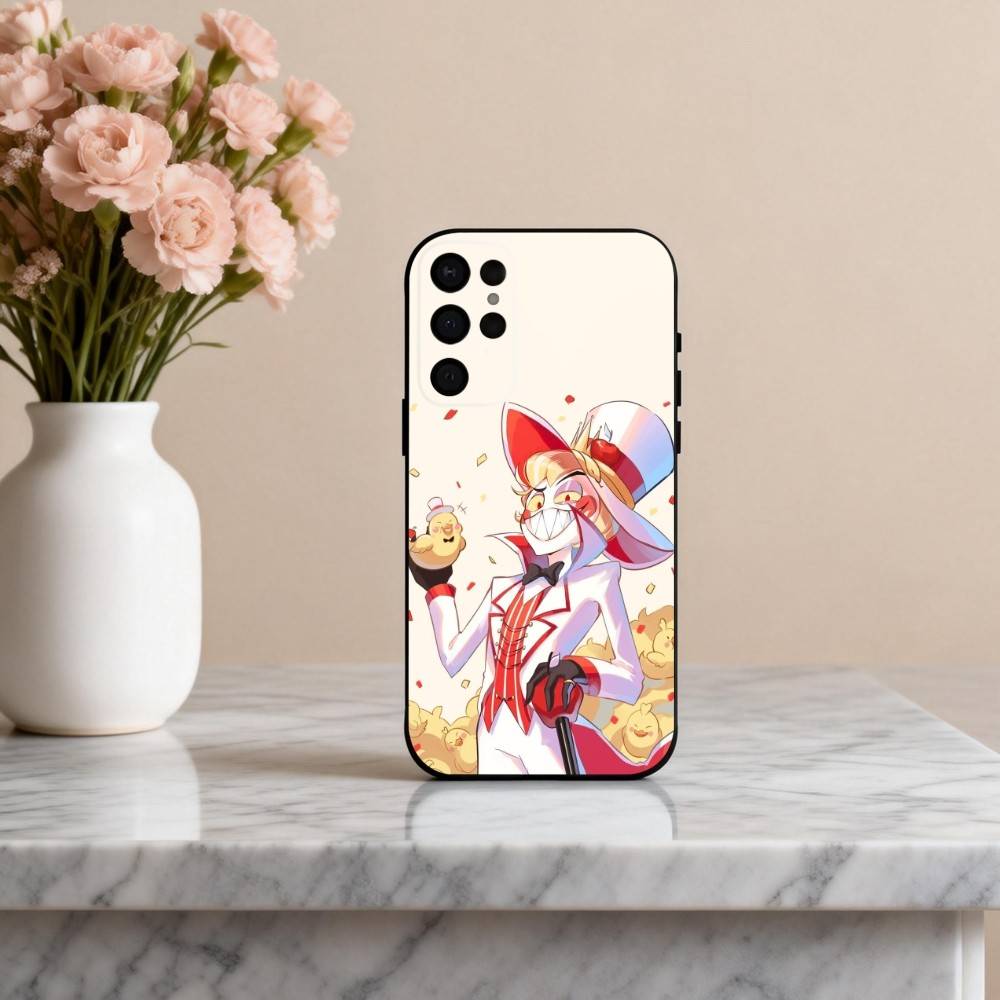 H-Hazbin H-Hotel L-Lucifer M-Magne Phone Case For Samsung S25,24,23,22,30,21,10,9,Ultra,Plus,Lite,FE,4,5 G Soft Black Case