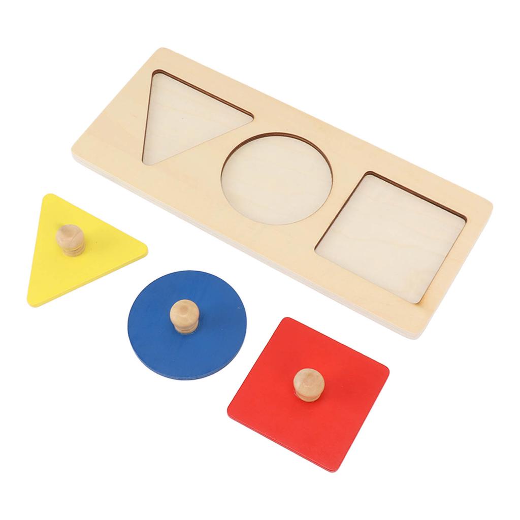 Baby Kleinkinder 3 Farben Drehknopf Puzzle Spielzeug Heimparty Lustiges Holz Geometrische Form Puzzle Pädagogisch