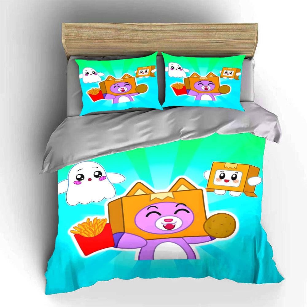 Cute Purple Fox Cartoon Bedding Bedding Duvet Cover Set Duvet Cover Pillowcases (1 * Duvet Cover 2 * Pillowcases, without duvet insert)