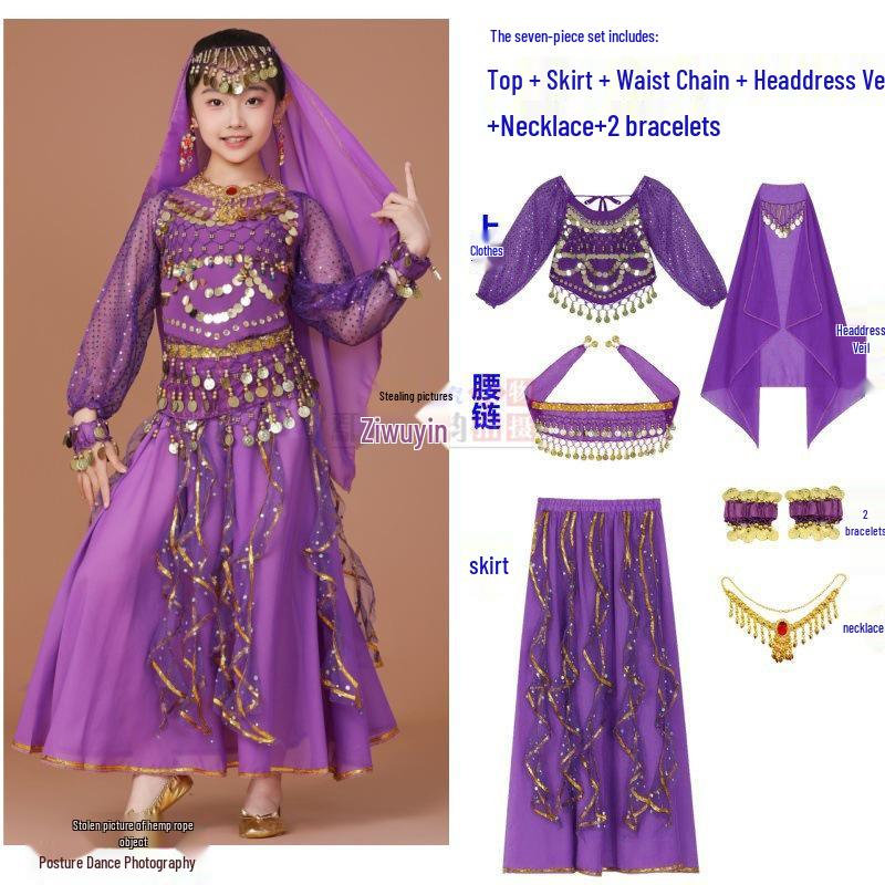 Disfraz de Espíritu Conejo de Jade - Demonio Femenino Traje de Actuación Infantil de Danza India