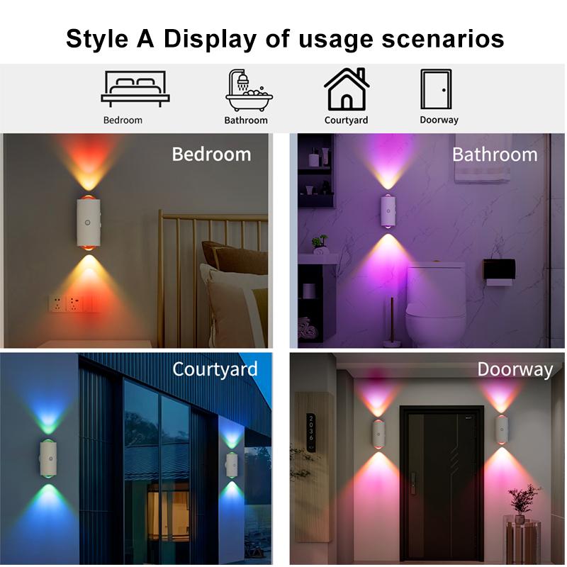 RGB Night Light LED Motion Sensor Wall Light Up and Down Lights Rechargeable Atmosphere Lights for Stair Porch Home Decorations
