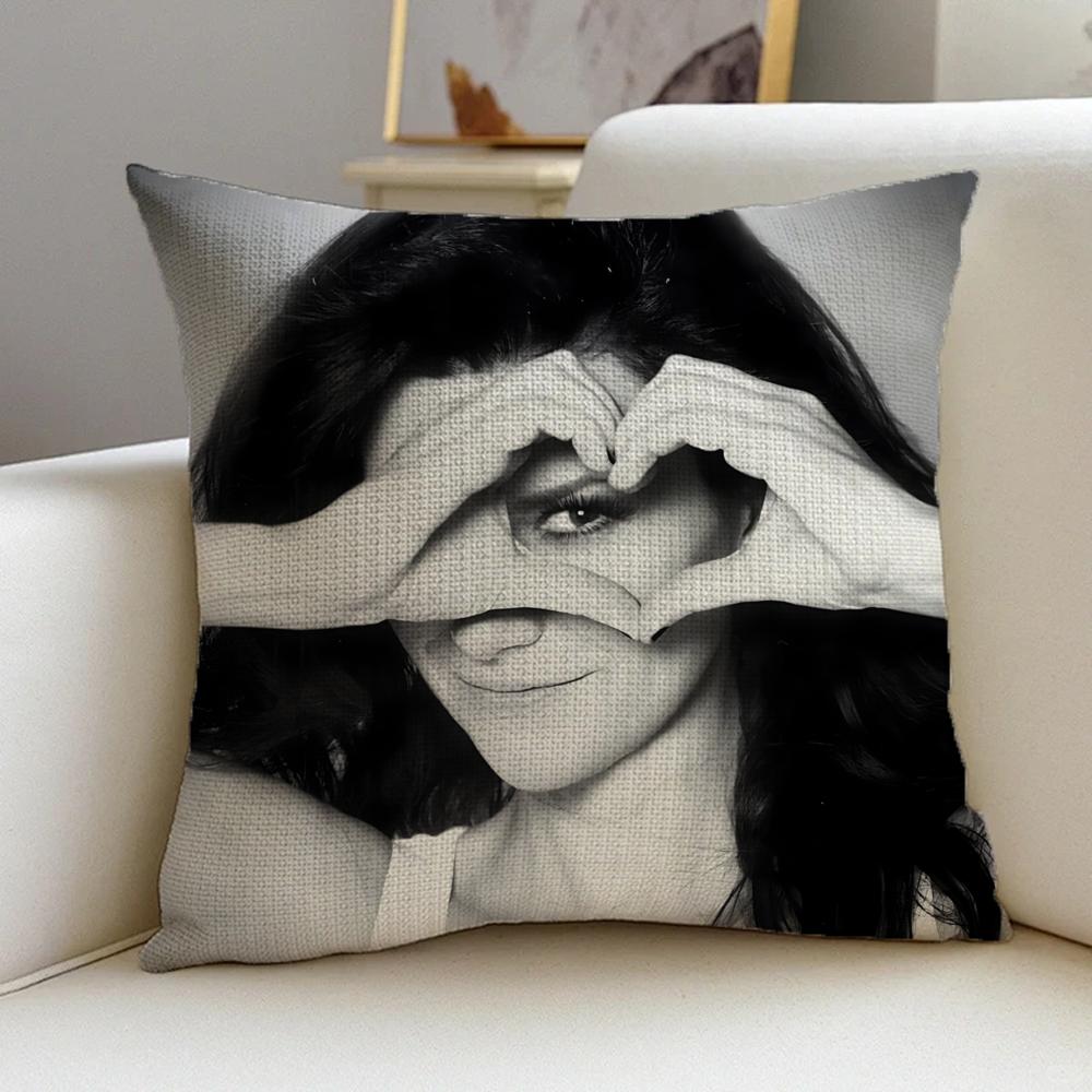 L-Laura Pausini Cushion Cover Cushion Cover Pillowcase, Anti-Mite Invisible Zipper, Linen Sofa Cushion