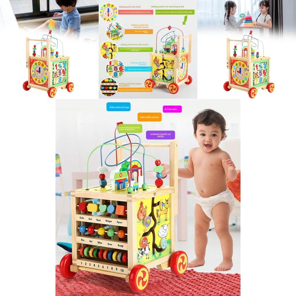 Wooden Childrens Learning Walker With Multifunction For Early Development