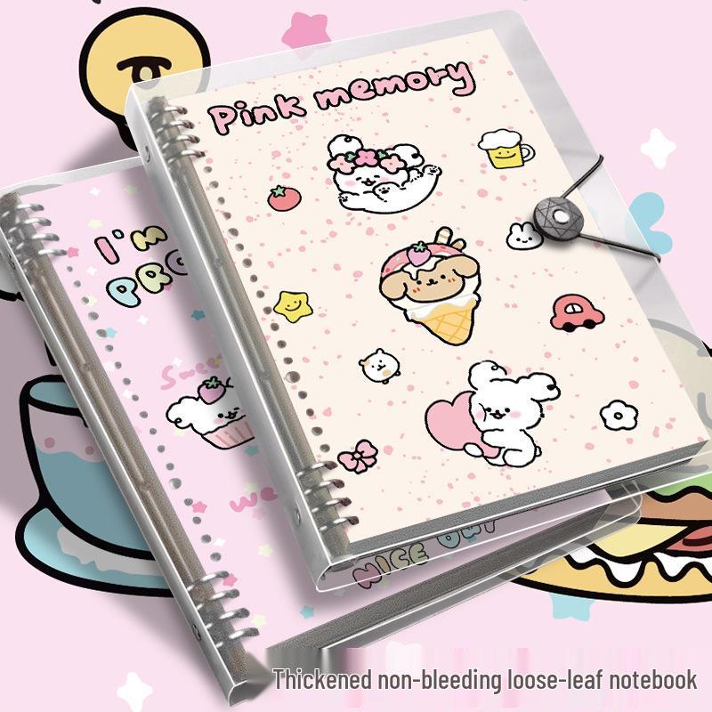 Line Dog A5 Thick English Loose-Leaf Notebook with Detachable Pages for Junior and High School