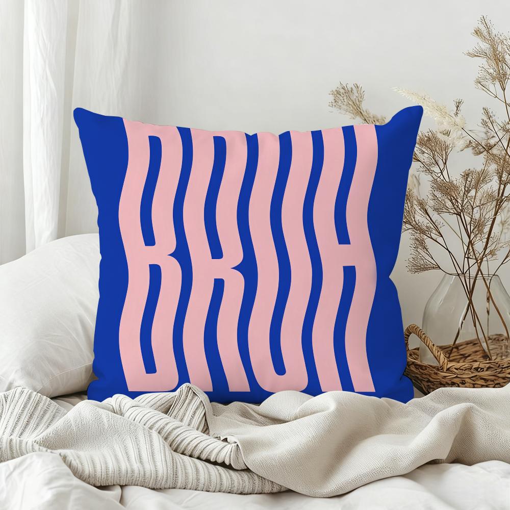 Morandi Color Minimalist Line Art Pillow Case Bedroom Sofa Living Room Backrest Decoration Square Cushion Nap Time