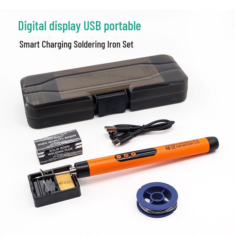 USB Digital Display Portable Soldering Iron Set - 5V 8W, 800mA Rechargeable Lithium Battery