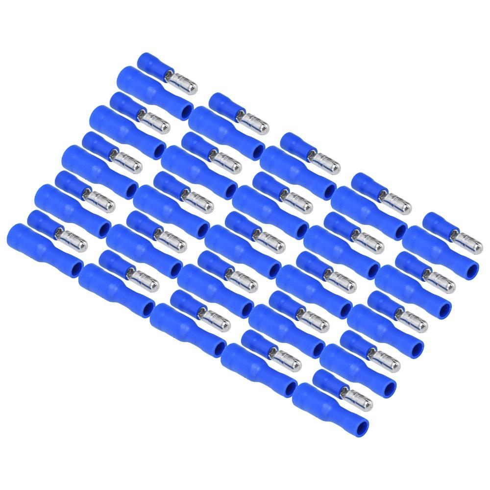 25 Pairs Blue Color Insulated Wire Terminal 16-14AWG Quick Crimp Male Female Connector Wire Crimp Connectors Electrical Wiring