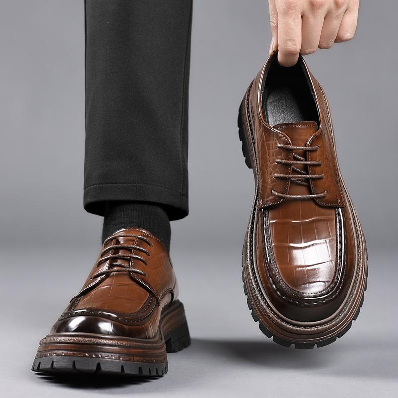 Spring new men's shoes youth round head tooling shoes low top big head Martin boots casual trendy British style