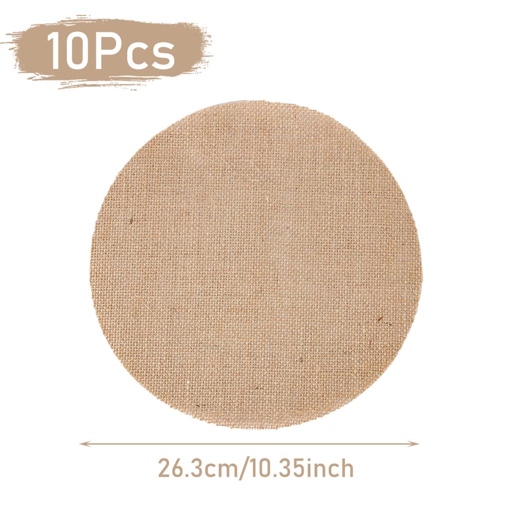 10pcs Round Natural Jute Burlap Fabric Table Mat Tea Cup Coaster Pads Vintage Rustic Wedding Decoration Christmas Party Supplies