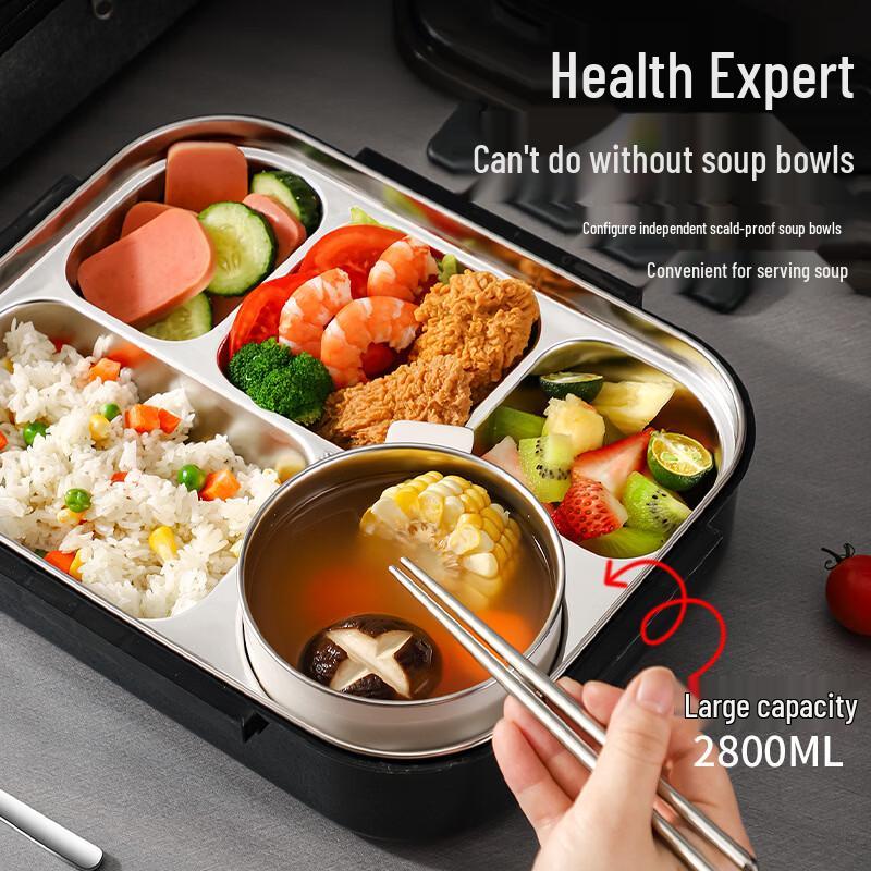Ru Han 304 Stainless Steel 5-Compartment Bento Lunch Box