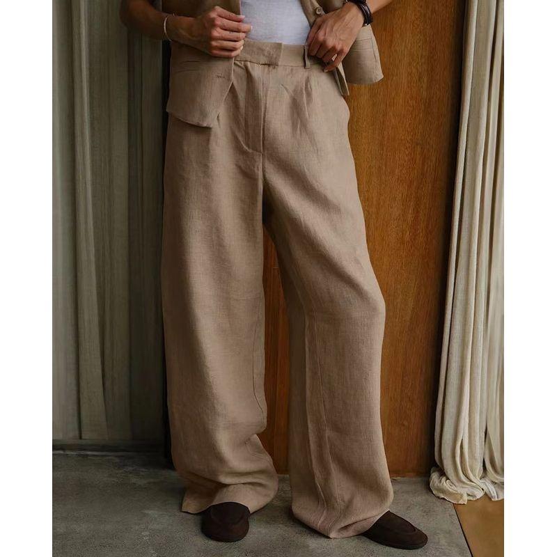 

Fashion Wind Summer Straight-leg Casual Mopping Pants Pants Straight Casual Floor Mop Pants + Kakh L