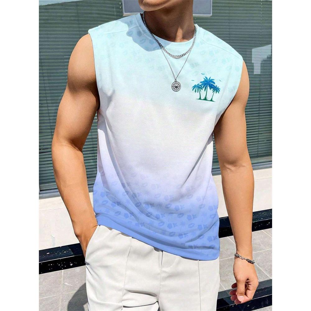Summer Temperament Men's Tank Top Men's Beach Casual Holiday Wear 3D Printed Daily Outdoor Sports Sleeveless Crew Neck Tank Top