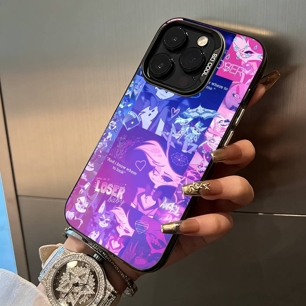 A-Angel Dust H-Hazbin H-Hotel Custodia per Telefono Per iPhone 17,16,15,14,13,12,11 Plus Pro Max Custodia per Telefono Colorata Argentata