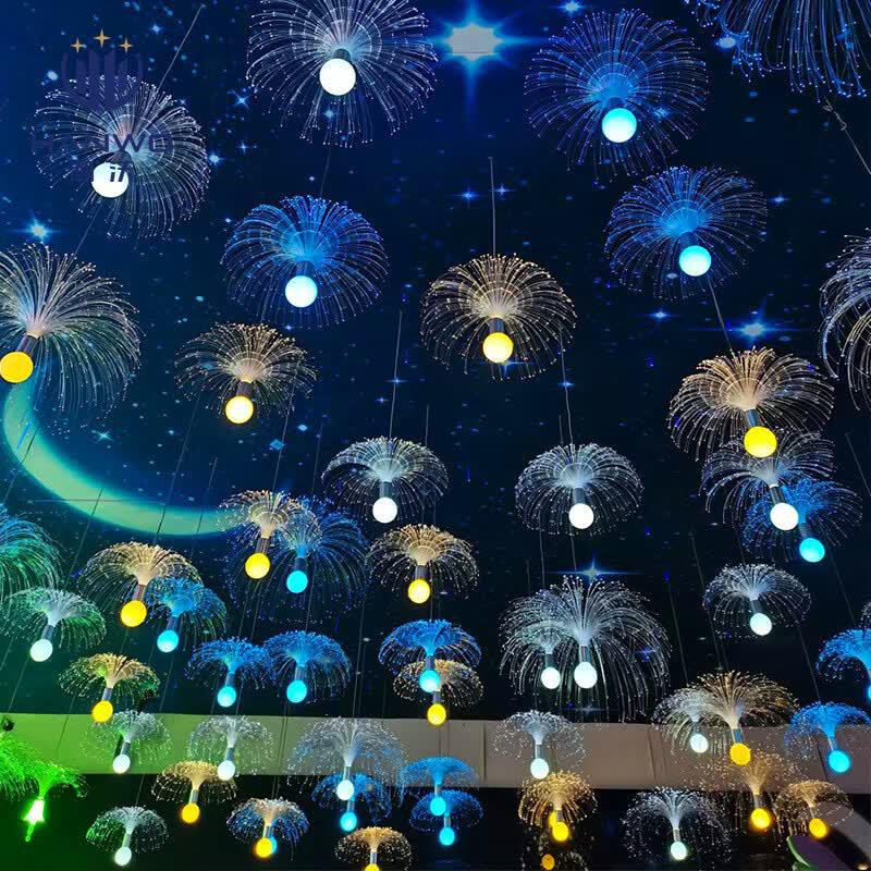 LED Outdoor Hanging Fiber Optic Parachute Jellyfish Light