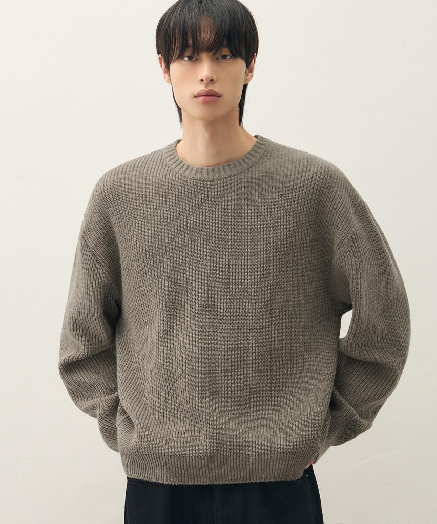 DRAW FIT Lambswool Hacci Round Knit [5Color] (Type A)