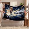 Kylian Mbappe Personalisierte Fleecedecke Mit Fußballlogo, Individueller Name Text Weich Warm Wohnzimmer Überwurfdecke
