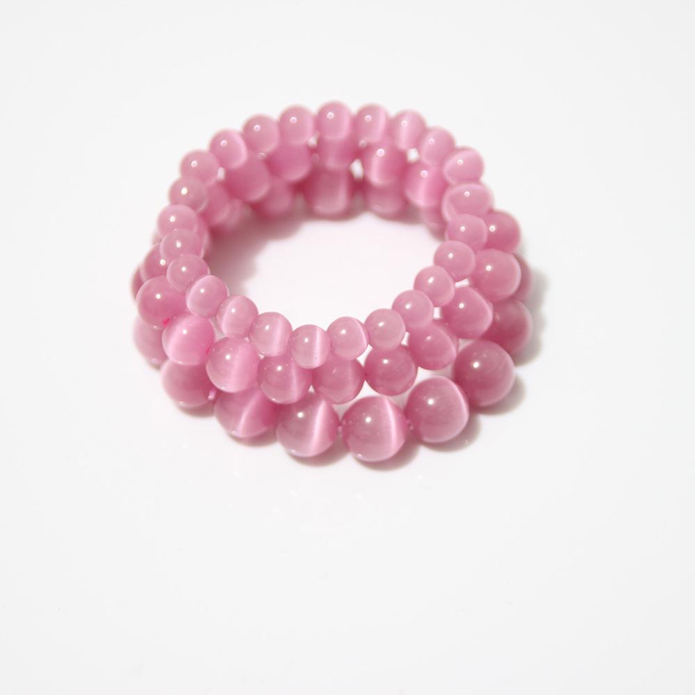 Sky Blue Cat's Eye Bracelet: Round Beads, Fresh Summer Crystal Jewelry for Women and Men