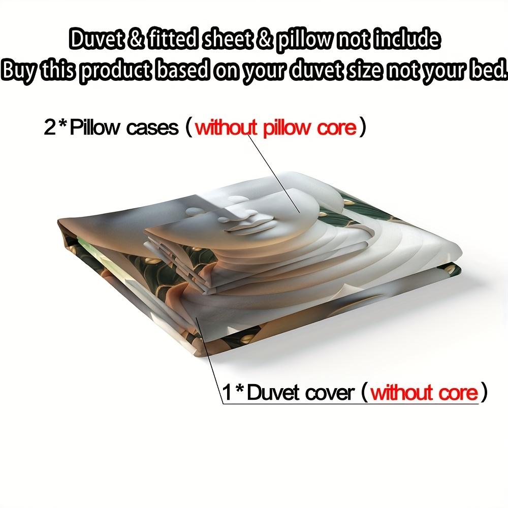 3pcs Buddha Printed Duvet Cover Set, 3D Digital Printed Bedding with Pillowcases, Soft Comfortable Breathable Polyester 100