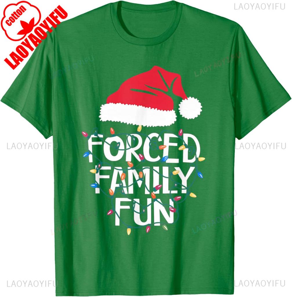 Nyår Jul Tvingad Familj Rolig Sarkastisk Jul Rolig Män Kvinnor Vanlig Högkvalitativ Bomull Rundhalsad Kortärmad T-shirts